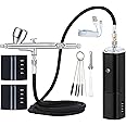 Casubaris cordless Portable Airbrush kit with Compressor,Rechargeable and replaceable auto Stop Dual Action air Brush Pen,Match Different Airbrush Guns for Barbers Model Painting Nail Art Craft Makeup