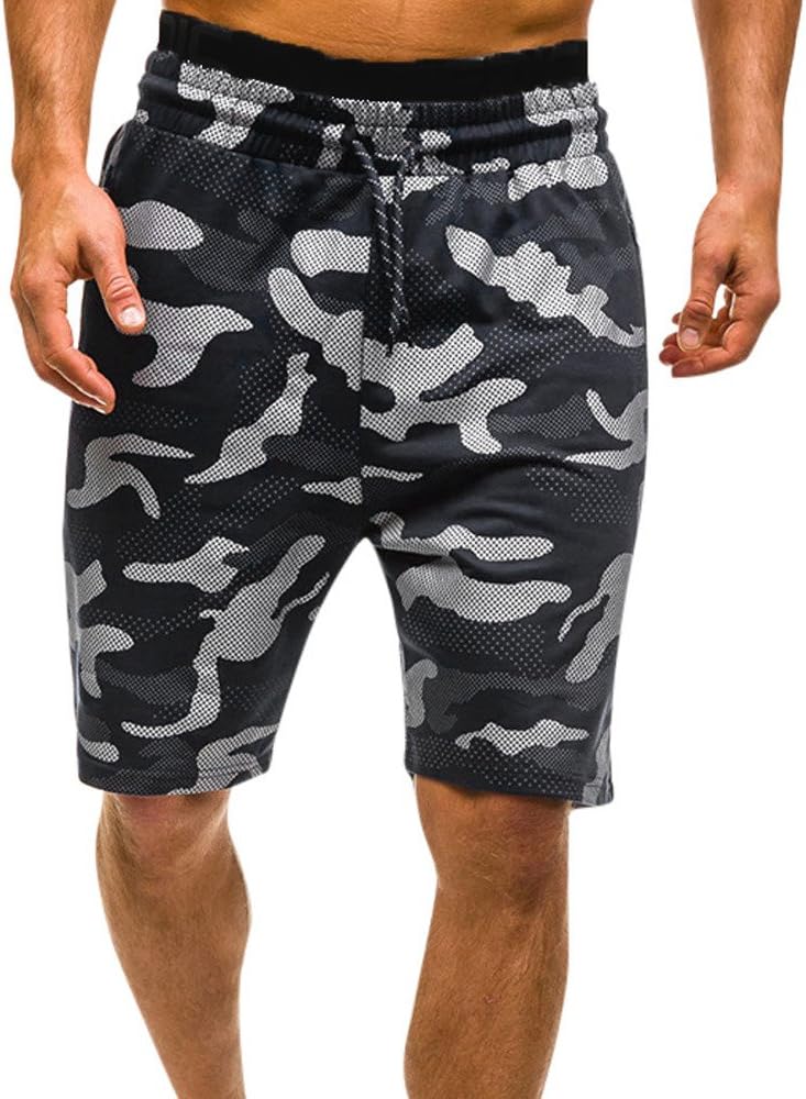mens camo shorts elastic waist