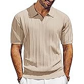 PJ PAUL JONES Mens Polo Shirts V-Neck Knit Polo Textured Summer Shirts