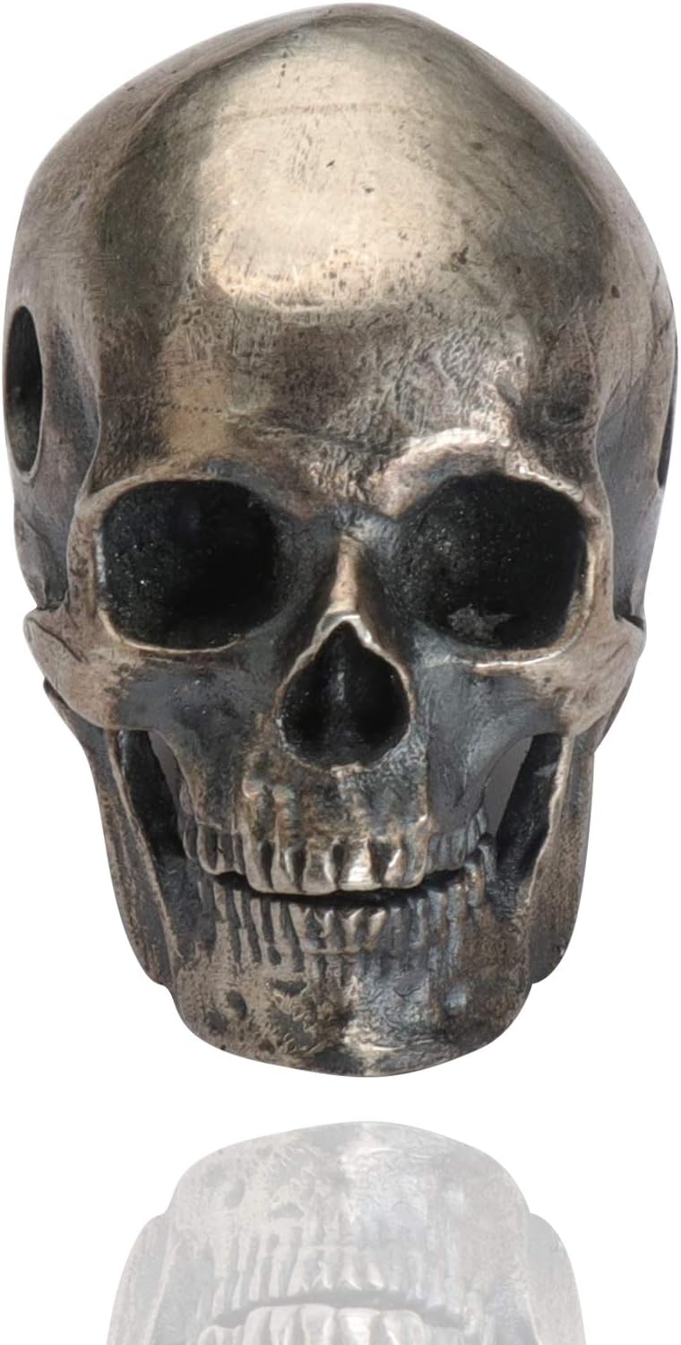 Glintbay Generation 2 Handmade Sterling Silver Skull Bead Biker Rocker Punk Pendant (Matte-M)