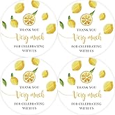40pcs Lemon Thank You Favor Stickers, Lemon Favor Round Stickers for Bridal Shower, Sweet Summer Lemonade Thank You Labels for Wedding Party