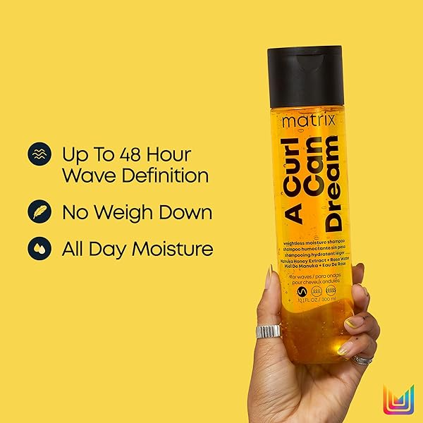 MATRIX A CURL CAN DREAM WEIGHTLESS MOISTURE SHAMPOO | FOR WAVY HAIR | ALL DAY FRIZZ CONTROL | WITH MANUKA HONEY EXTRACT AND ROSE WATER | SILICONE FREE | LUXURY SALON SHAMPOO