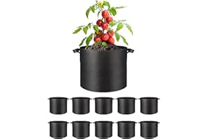 Simple Deluxe Grow Bags 3 Gallon 10 Pack Planter Pots with Handles, Thickened Nonwoven Fabric Aeration Cloth Bag, Heavy Duty Gardening for Tomoato, Potato, Vegetable, Herbs and Flowers, Black