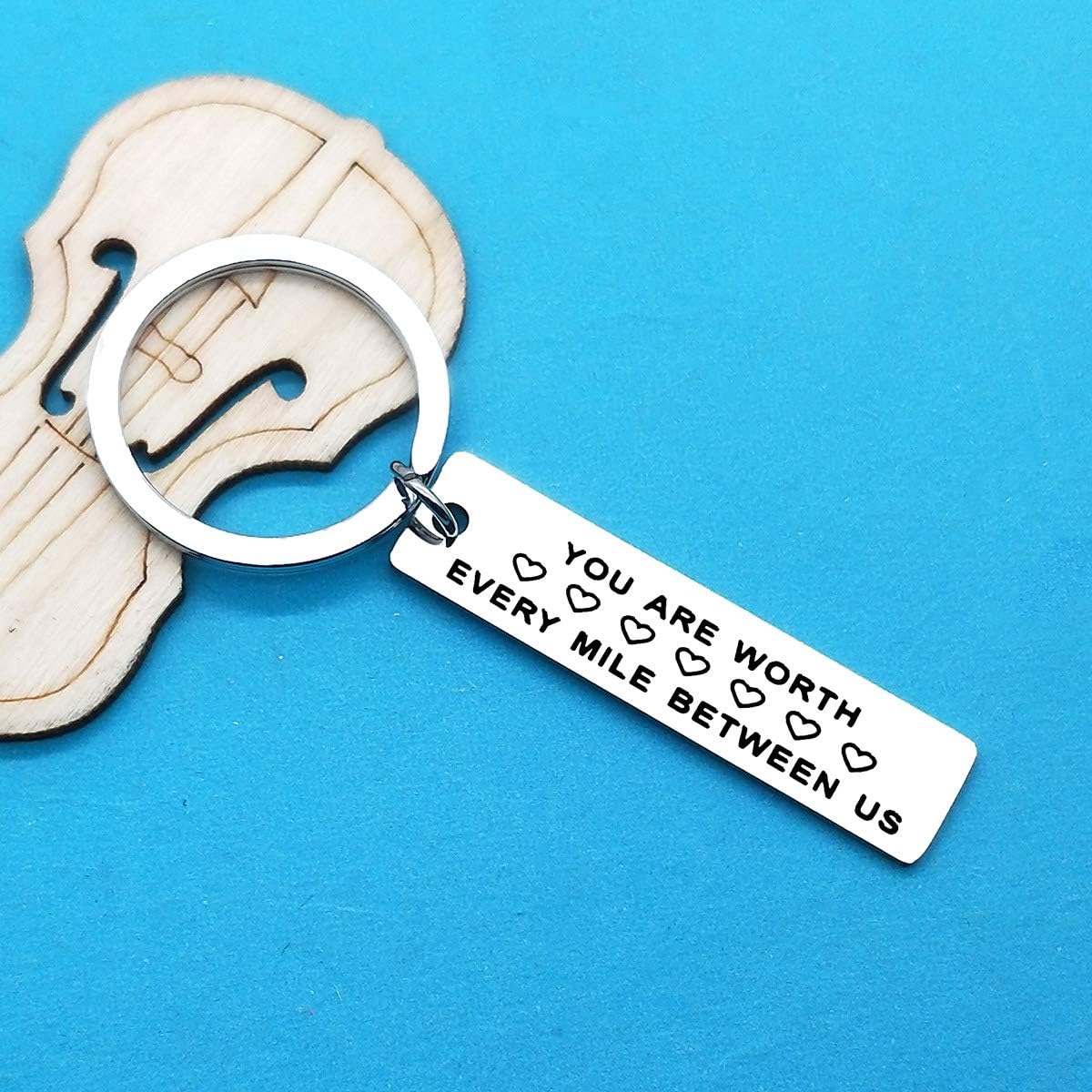 Valentine Day Gifts for Boyfriend Girlfriend Long Distance Relationship Keyring Gift You Are Worth Every Mile Between Us Keyring Deployment Gifts Christmas Birthday Anniversary Presents for Couple - Image 4