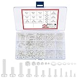 447 Pcs White Nylon Plastic Pan Round Head Screws