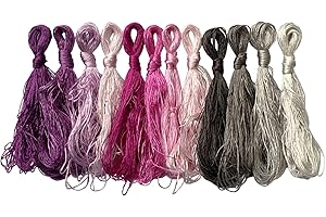 levylisa 12 Skeins Mulberry Silk Floss Embroidery Thread Floss-Cross Stitch Threads China Silk Woven Jewelry Threads DIY Sewing Kits (Purple Gradient)