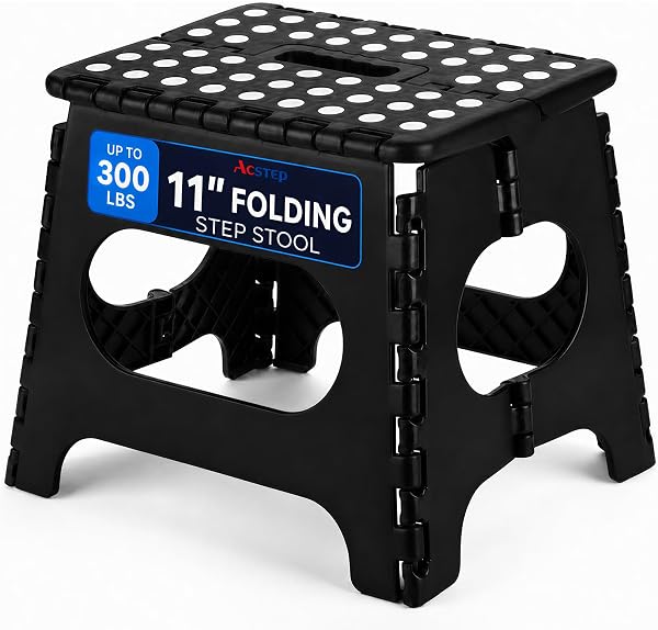 ACSTEP Folding Step Stool 11 Inch, Sturdy Plastic Foldable Step Stool for Kids & Adults, Non Slip Lightweight Collapsible Foo