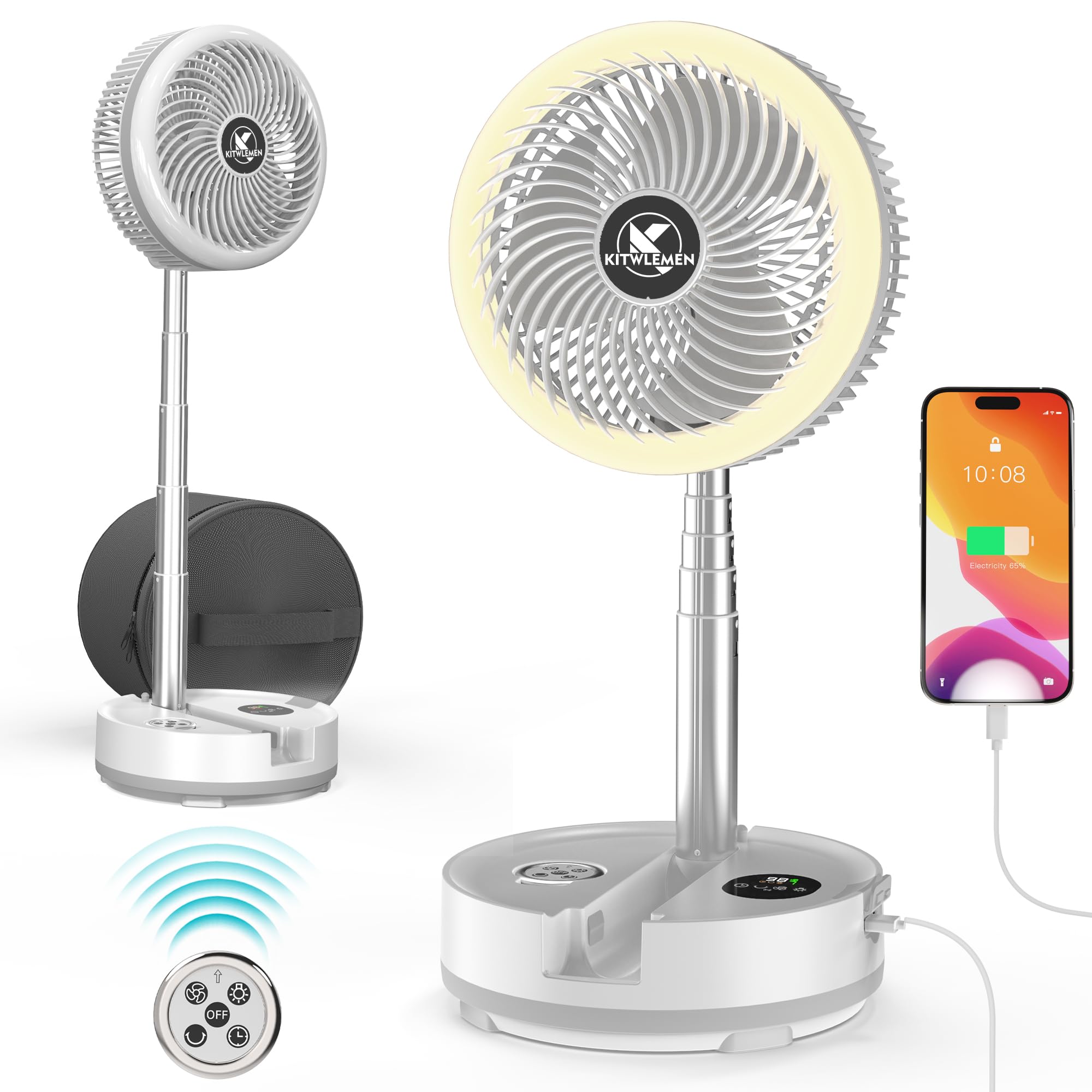 40000mAh Battery Operated Oscillating Table Fan - 106Hrs Rechargeable Camping Fan with Light & Timer, 9 Speeds Portable Travel Fan for Cruise RV Trip, Hurricane Power Outage (10