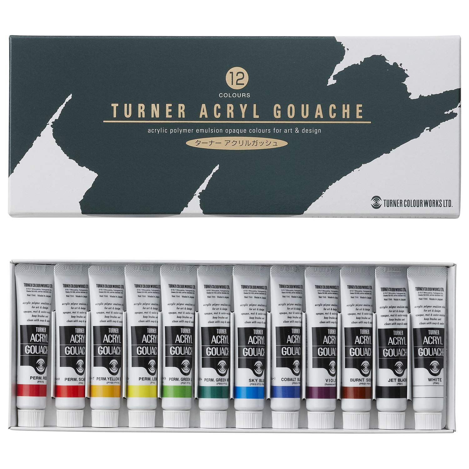 Turner acrylic gouache 12 color set school (japan import)