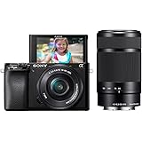 Sony Alpha A6100 Mirrorless Camera with 16-50mm and 55-210mm Zoom Lenses, ILCE6100Y/B, Black