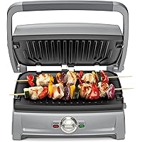 Cuisinart Compact Electric Griddler, 5 Ways to Cook, Non-Stick Cooking Plates, Silver (GR-102C)