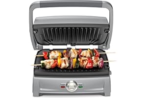 Cuisinart Compact Electric Griddler, 5 Ways to Cook, Non-Stick Cooking Plates, Silver (GR-102C)