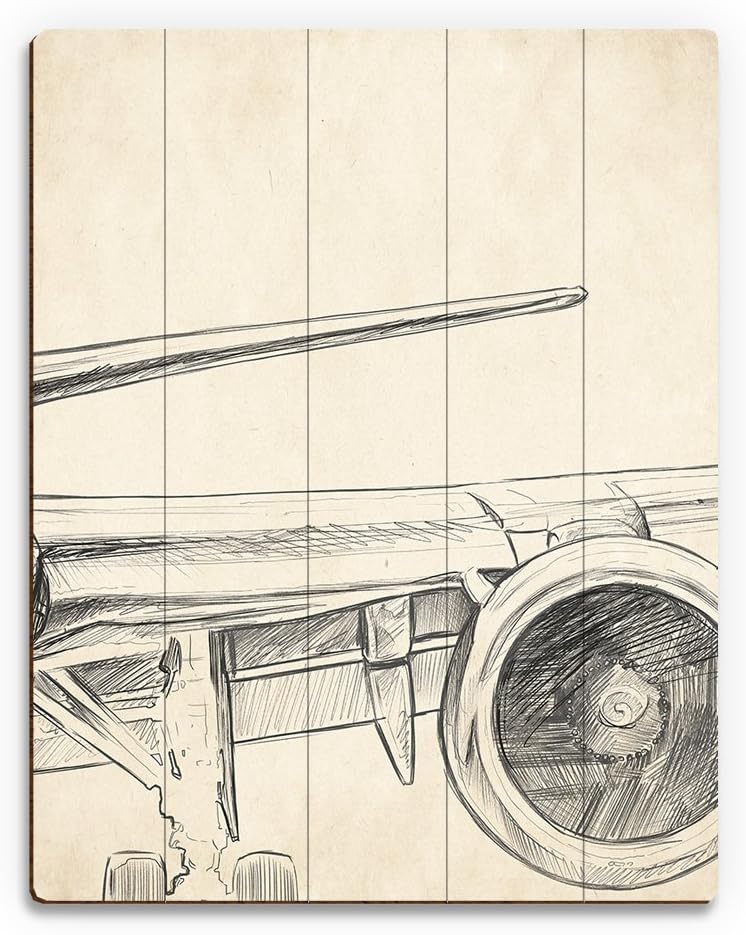 Amazon Com Triptych Jet Plane Airplane Sketch Line Drawing Right Side On Distressed Beige Set 3 Of 3 Wall Art Print On Metal Posters Prints