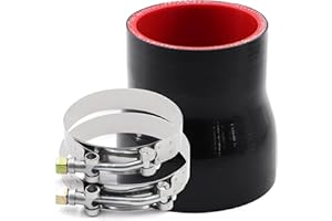 TuoLauthon 2-1/2 inch to 3 inch Straight Black Silicone Reducer Coupler with 2 T-Bolt Clamps 4 Layers of Polyester Reinforcem