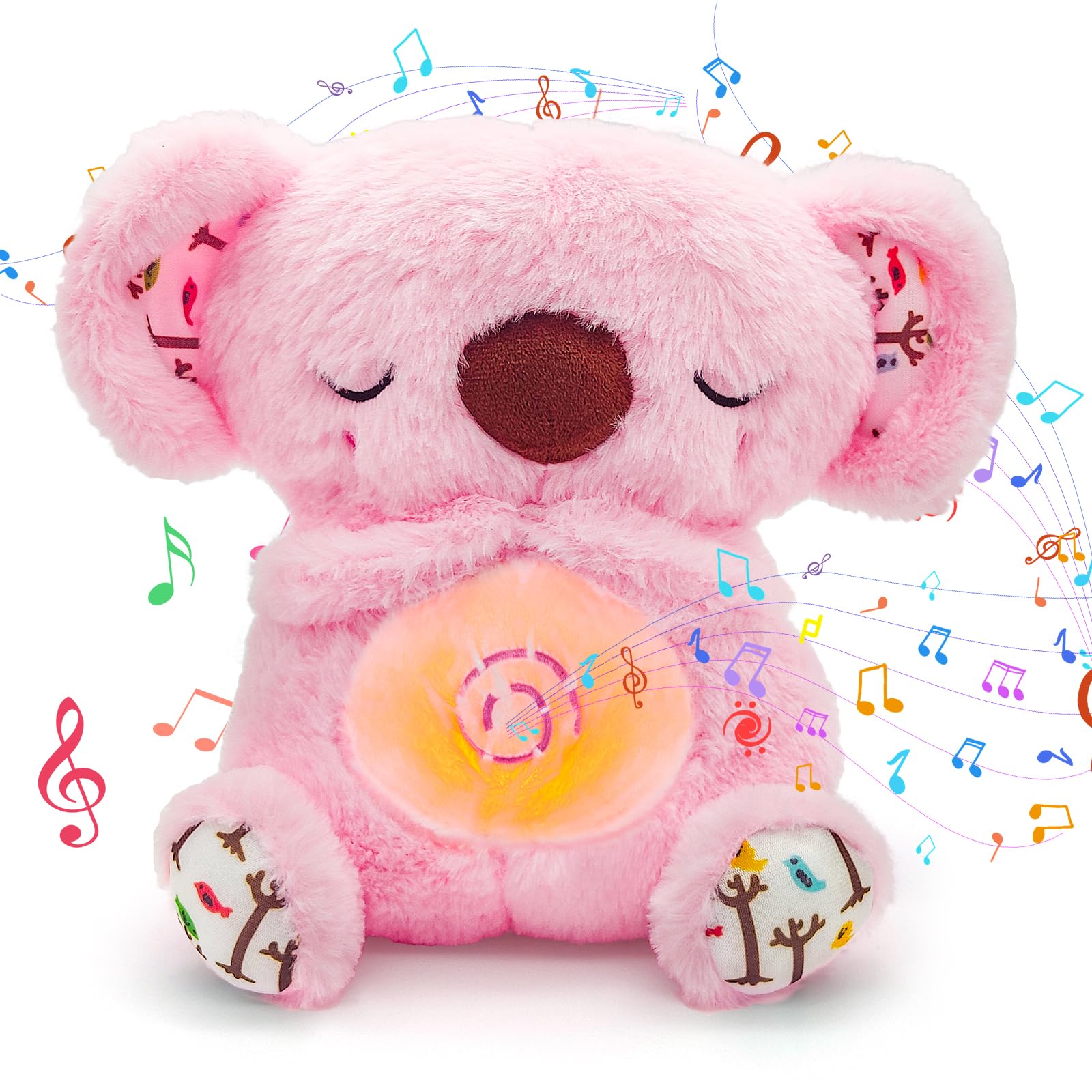 Relief Koala Plush with Breathing Action and Musical Lights (Pink)