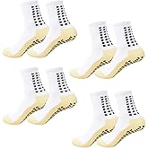 Spreezing Grip Socks Soccer Men's Non Slip Soccer Socks for Kids Pilates Socks Men Women 4Pairs