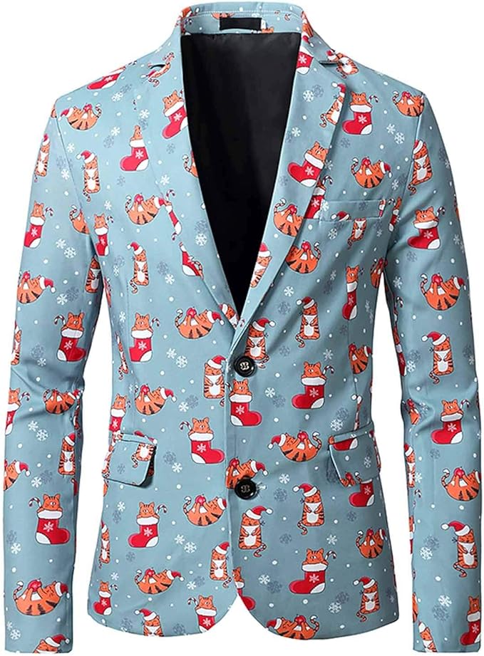Men's Christmas Suit Jacket Blazer Adults Xmas Fancy Dress Blazer
