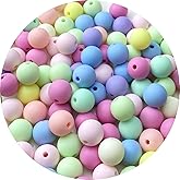 LIMAOLLY 100 Pieces 12mm Acrylic Round Pastel Beads Candy Color Frosted Plastic Spacer Beads for Jewelry Making Earring Bracelet Necklace Home Decoration