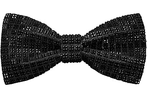 HOULIFE Rhinestone Bow Ties for Men Pre-tied Sequin Diamond Mens Women Tuxedo Bowtie with Adjustable Length for Wedding Prom