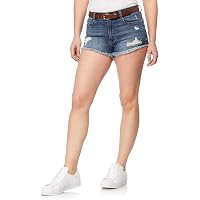 WallFlower Women’s Juniors InstaVintage High Rise Fearless Denim Shorts – Blue