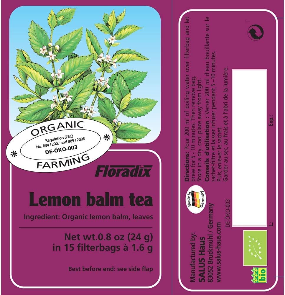 Lemon Balm Organic Herbal Tea, 24 g (Pack of 1)