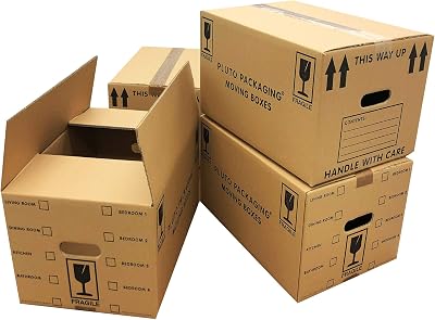 Pluto Packaging 25 Strong Cardboard Boxes 44 L 47x31.5x25 cm Moving Storage
