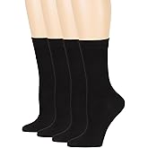7BigStars Women Viscose From Bamboo Dress Socks, Solid Patterned Crew Fit, 4 Pairs Breathable Seamless for Work Daily Wear