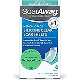 ScarAway Advanced Clear Silicone Scar Sheets, Medical Grade Silicone Strips (1.5" x 3") Scar Treatment and Prevention for Surgical, Burn, Body, Hypertrophic &amp; Keloid Scar Treatment, 6 Clear Sheets