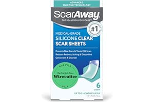 ScarAway Advanced Clear Silicone Scar Sheets, Medical Grade Silicone Strips (1.5" x 3") Scar Treatment and Prevention for Surgical, Burn, Body, Hypertrophic & Keloid Scar Treatment, 6 Clear Sheets