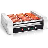 SYBO Hot Dog Roller, 30 Hot Dogs 11 Rollers Grill Cooker Machine with Removable Stainless Steel Drip Tray, 1430-Watts, Ideal for Commercial And Party Use