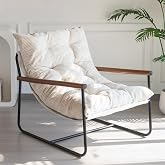 MAXYOYO Modern Accent Chair, Comfy Living Room Chair with Metal Frame | Accent Chair Upholstered Armchair with Soft Cushion for Bedroom Balcony Lounge Reading Room, Beige