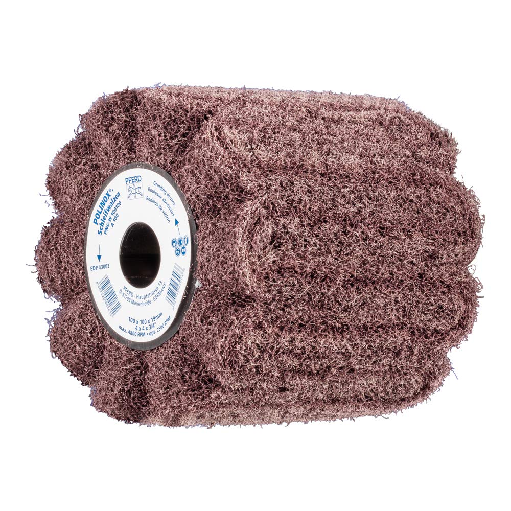 PFERD 44641201 Polinox Sanding Roller PNG | 100 x 100 mm, Keyway 19 mm, Corundum A100 | for Seamless Line Matting, 1 V, Sanding Rollers — image 1