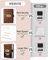 WEMATE Password Book with Lock 600+ Spaces Alphabetical Tabs Brown 4.33 x 6.18 view 5