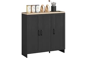 HOMCOM Modern Buffet Cabinet with Storage, 35" Narrow Sideboard, Kitchen Storage Cabinet with 3 Shaker Doors and Adjustable S