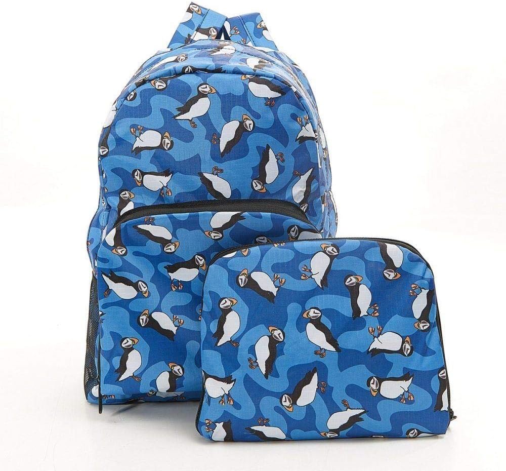 Faye UK Ltd. Eco-Chic Foldable Expandable Backpack Royal Blue New Puffin