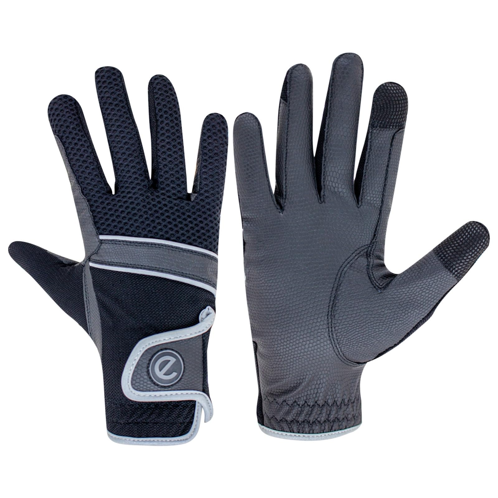 eGlove - eQUEST GripPro X-LITE Horse Riding Gloves - Lightweight, Breathable, Grippy Non-Slip Material - Comfort Mesh Back - Touchscreen Gloves