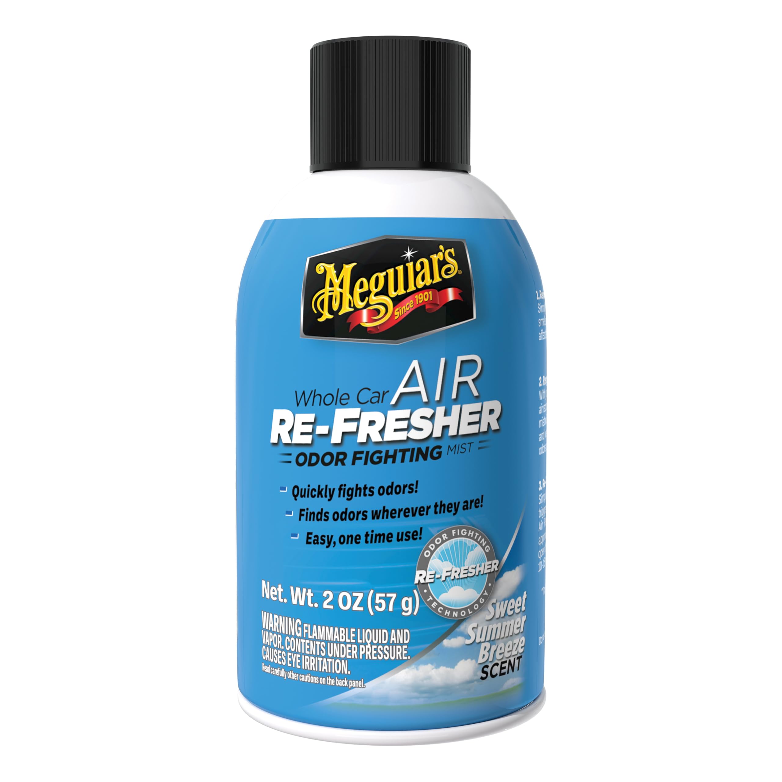 Meguiar’s Whole Car Air Refresher Odor Eliminator, Summer Breeze, 2 Oz— Car Air Freshener For Commuters, Detailers; Mist Refreshes Cabin For Sedan, Suv, Truck, Van