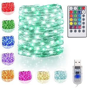 100 LED Fairy Lights USB Plug in String Lights, 33ft 16 Colors 132 Modes Waterproof Twinkle Firefly Lights with Remote & Timer Decorative Christmas Lights for Bedroom Party Holiday Thanksgiving Decor
