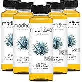 MADHAVA Organic Light Agave | 100% Pure Organic Blue Agave Nectar | Natural Sweetener, Sugar Alternative | Vegan | Organic | Non GMO | Liquid Sweetener , 11.75 oz. Bottle (Pack of 6)