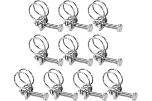 M METERXITY 10-Pack Double Wire Hose Clamp, 17-20mm Stainless Steel Hose Clips Pipe Tube Clamps with M6 Bolt Adjustable for Dust Collection Hose/Pump/Rubber/PVC Pipe Connect [Silver]