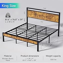 Z-hom Upgraded King Size Bed Frame, Heavy Duty
