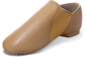 DWBH Unisex Jazz Shoe Leather Upper Women and Men's Slip-on Dance Shoes