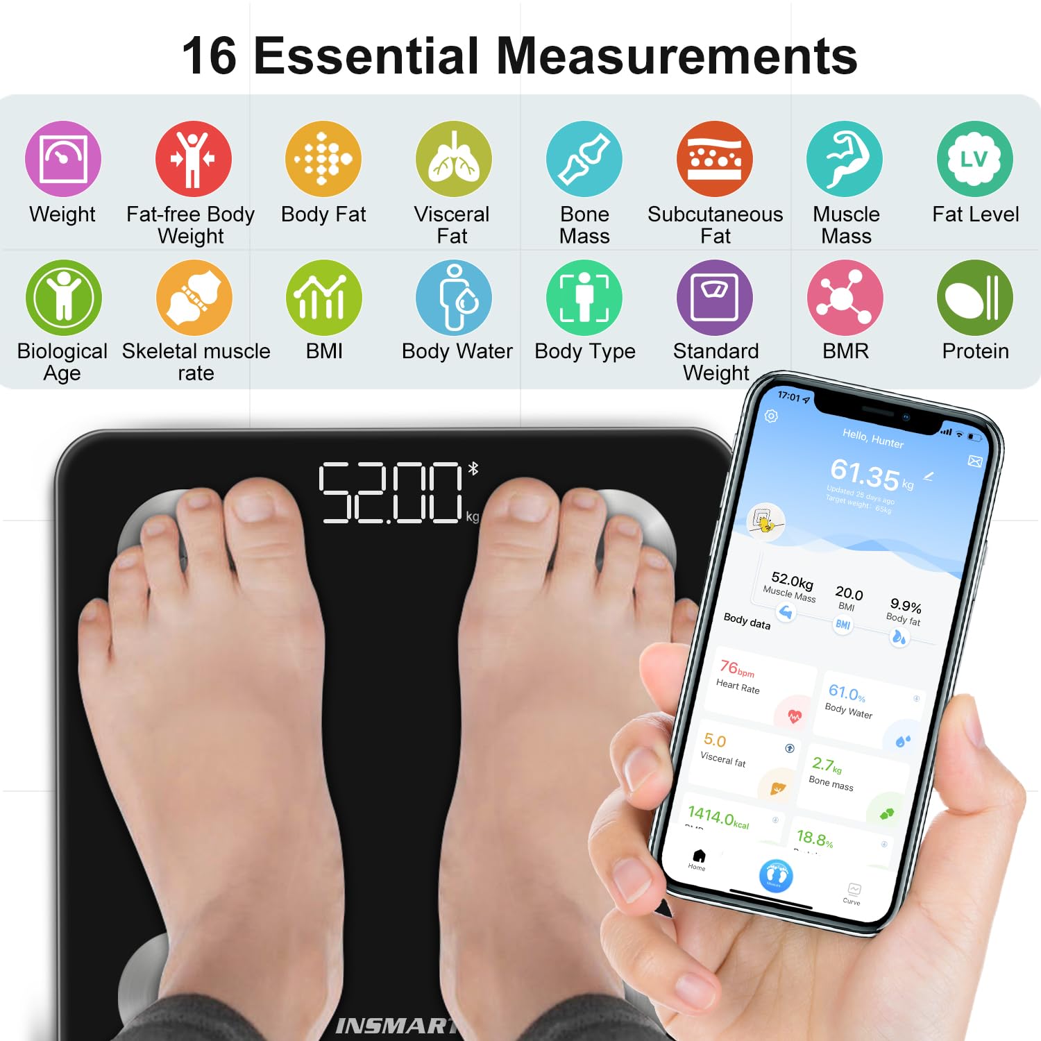 Mua Smart Scale for Body Weight, Digital Bathroom Scale Bluetooth Body ...