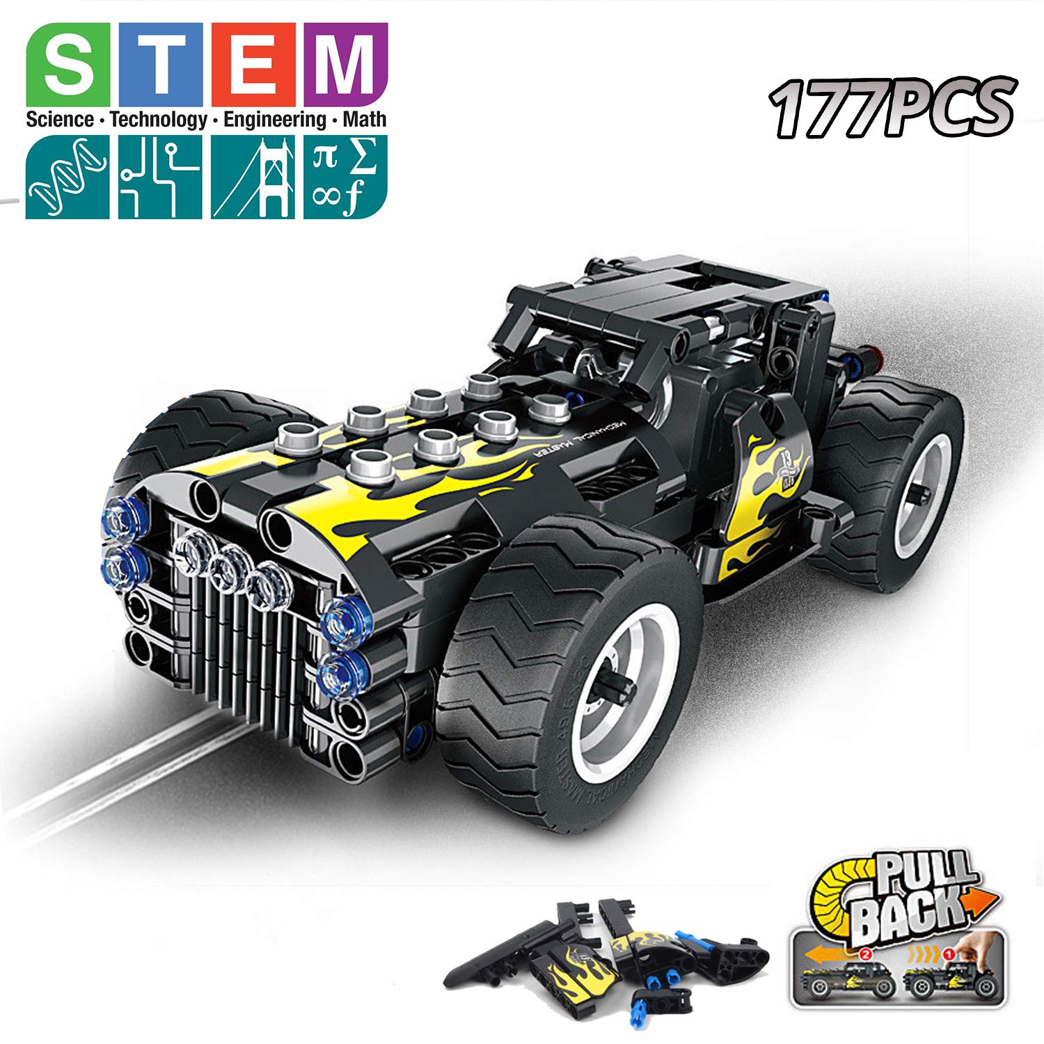 Stem Building Toys Kit Snap Together Pull Back Car For Kids Off Road Best Gift For 6 78 And 9year Old Boys And Girls177pcs
