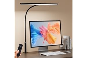 SEOUFRDZ LED Desk Lamp with Clamp, Eye-Caring Adjustable Brightness, 3 Lighting Modes, USB-Powered Clip Light for Home Office, Study, Computer Work, Reading (Black)