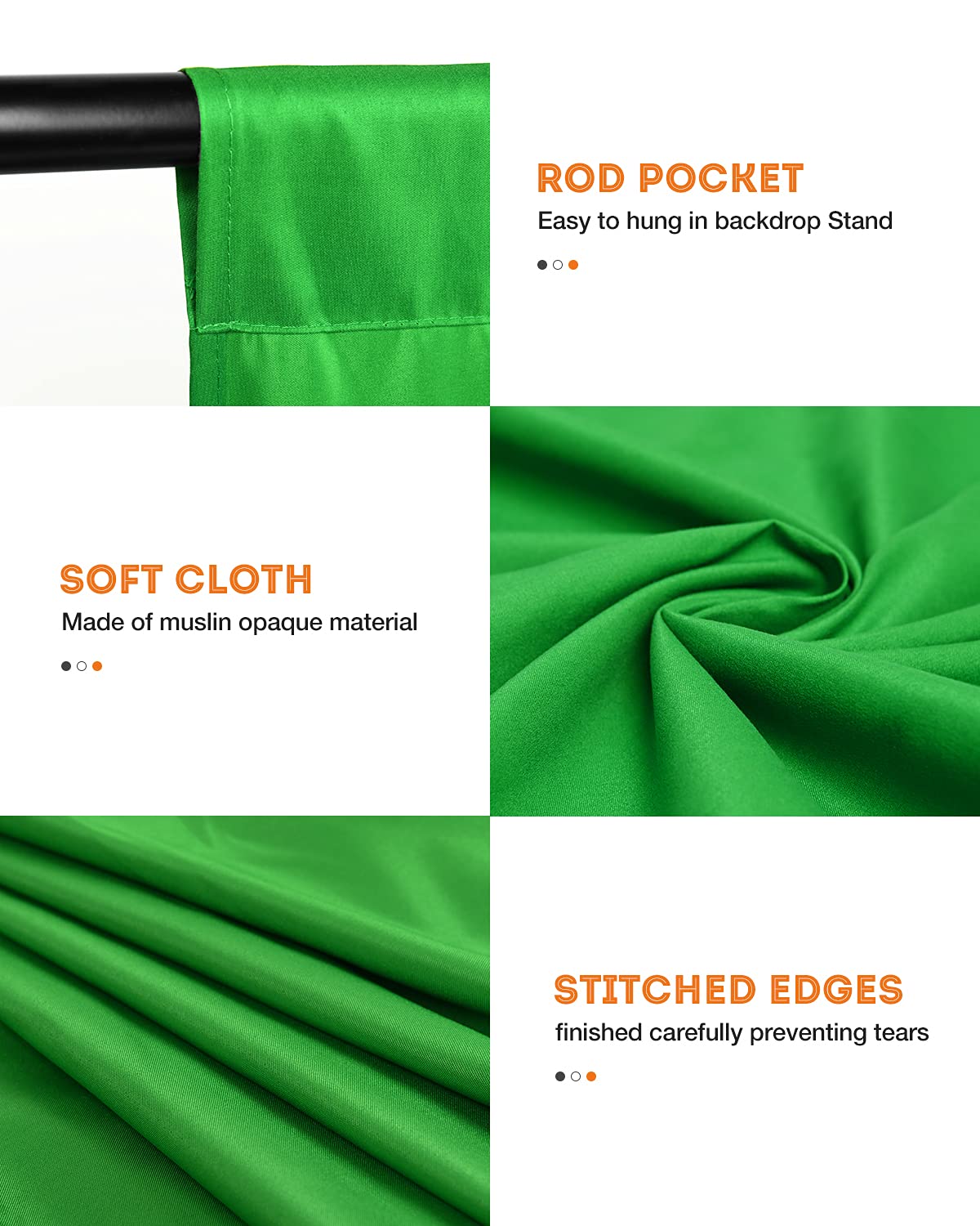 Yesker Backdrop Stand with Backdrop Kit 3 Muslin White Black Green Screen Backdrops 8.5x10 ft Background Stand Support System for Portrait,Product Photography and Video Shooting