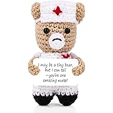 JoycuFF Nurse Gifts - Positive Crochet Bear for Nurses Week, Nursing School, Nurse Appreciation Gifts - Graduation Gift for Nurses