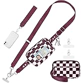 Tiostep Clip and Go Strap for Phone with Wallet Crossbody Phone Lanyard and Detachable Checkered Bag with ID Window and RFID Pouch for Daily Travel.