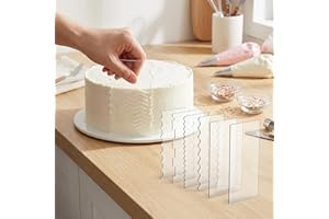 6Pcs Cake Scraper Smoother Set Acrylic Cake Edge Leveler Decoration Tools with 11 Patterns Pastry Stripes Contour Decorating 