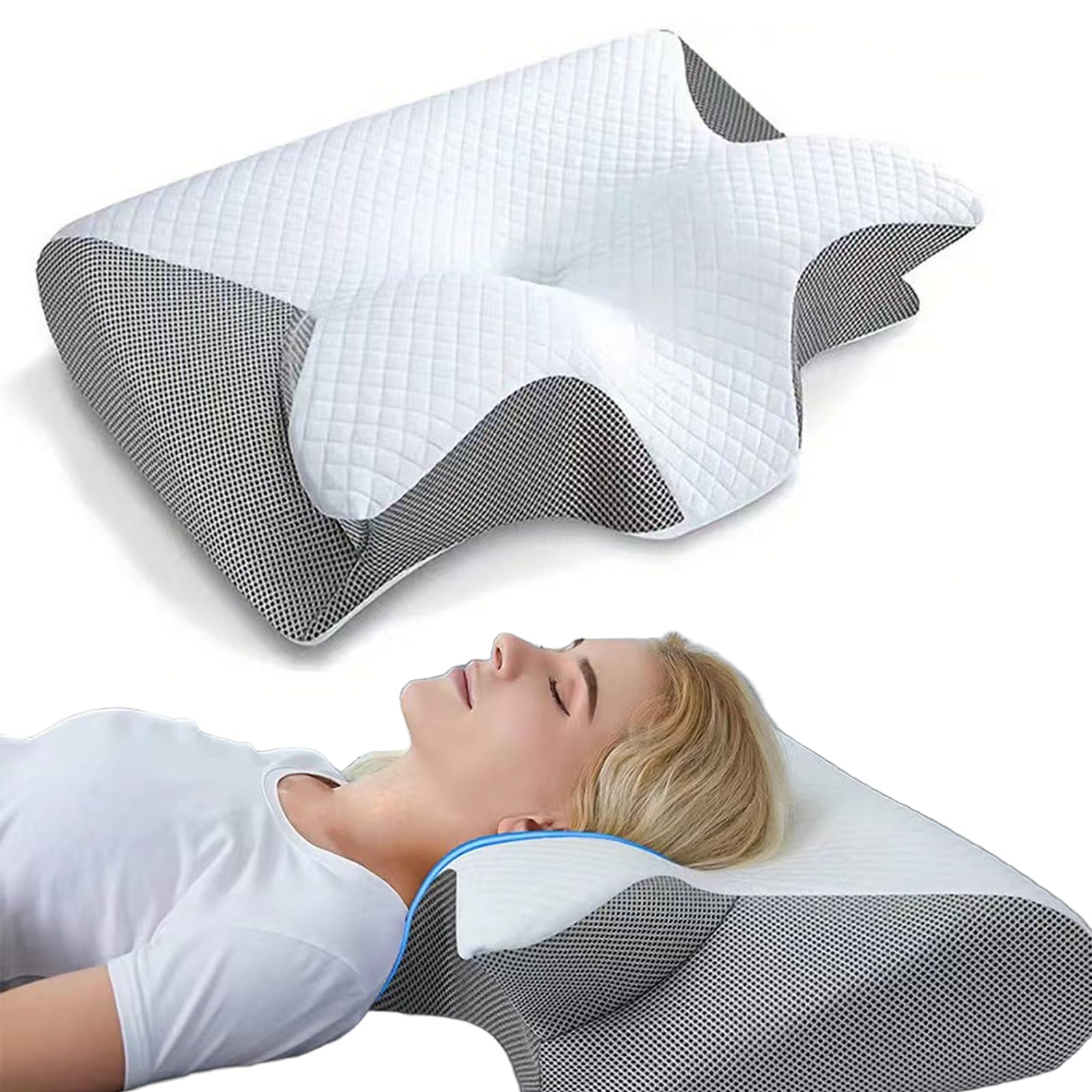 Photo 1 of Airway Pro Sleep Apnea Pillow, Airway Pro Cervical Pillow, Premium Memory Foam Pillows for Neck Pain Relief, Neck Support Ergonomic Pillows Side Sleeper Pillow, for Side, Back, Stomach Sleepers